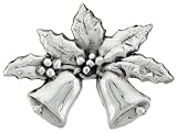 Sterling Silver 1 1/2 (38 mm) Christmas Bells Brooch Pin