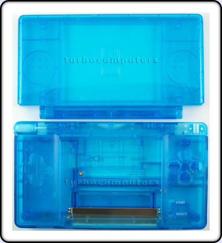 Crystal Blue - Nintendo DS Lite Complete Full Housing Shell Case Replacement Repair w/ Hinge Set Crystal Blue - Nintendo DS Lite Complete Full Housing Shell Case Replacement Repair w/ Hinge Set