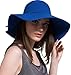 Bienvenu Women's Wide Brim Wool Ribbon Band Floppy Hat Royal Blue
