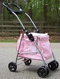 Designer Dog Stroller - Pink Pet Stroller - Quick Release Fold Down Frame
