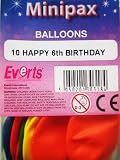 balloons - multi-coloured happy 6th birthday - pk x10