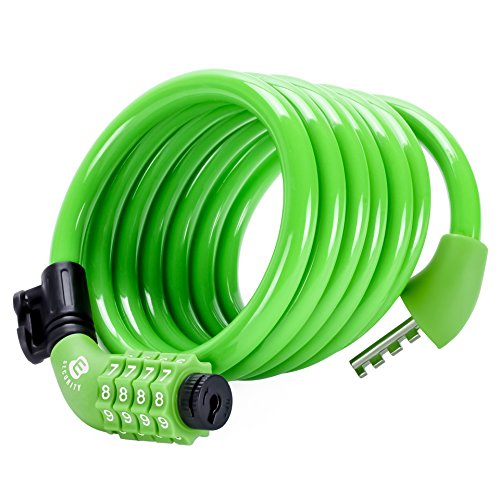 Etronic ® Security Lock M6 Self Coiling Resettable Combination Cable Lock, 6-Feet x 3/8-Inch