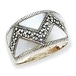 Sterling Silver Marcasite & Mother of Pearl Ring