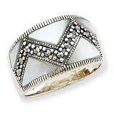 Sterling Silver Marcasite & Mother of Pearl Ring