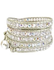 Chan Luu Crystal AB Shell Leather Wrap Bracelet