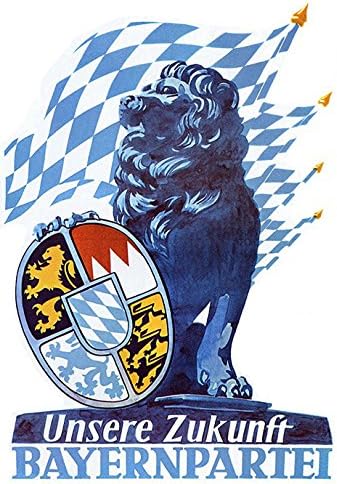 Vintage German Bavaria Political Party Poster, Bayern Partei, Germany