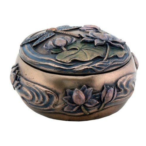 Dragonfly With Flowers Art Nouveau Design Jewelry Holder Box