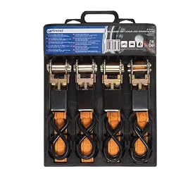 Cartrend 70166 Haltegurt-Set mit Haken und Spannratsche 25 mm x 4,5 Meter, 4 St�ck