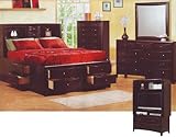 Queen Size Bedroom Set Cappuccino Finish Chest Bed