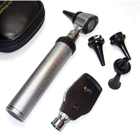 Professional Halogen OPHTHALMOSCOPE / Otoscope Kit with Zippered Leatherette Case