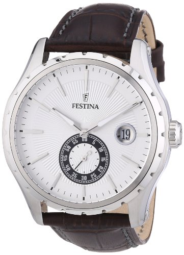 Festina Men's Sport F16486/5 Brown Leather Analog Quartz Watch with Silver Dial