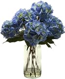 Hydrangeas In Tall Glass Vase