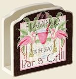 Tropical Pink Flamingo Wooden Cocktail Napkin Holder