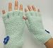Handmade Pure Alpaca Natural Fiber Fingerless Gloves - Sky Acqua Blue (Relaxed and Comfort Fit/knitted Entirely By Hand!)