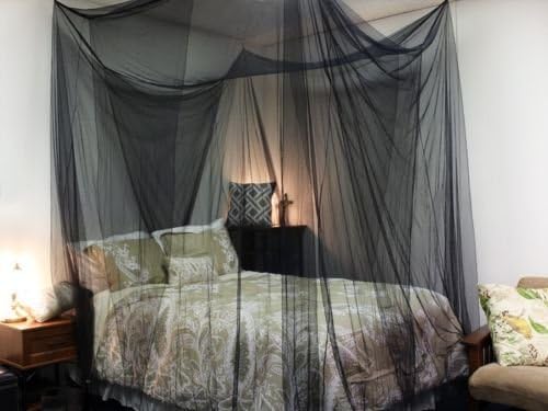 Black Four Corner Canopy Bed Netting Mosquito Net Full Queen King Size Bedding