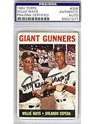 Collectibles: Willie Mays Autographed/Hand Signed 1964 Topps Card #306 PSA/DNA #83021277 - Hall of Fame Memorabilia