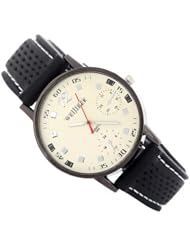 Sotijobs Lovers Men Women Silicon Band Big Dail White Face Analog Quartz Wrist Casual Sports Watch Black