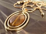 Image of Fashion necklace design 579 dark bead on gold colour metal chain