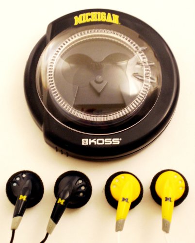 Koss Sportbuds Stereo Earphones 2-Pack with Wind Up Storage Case - University of Michigan Logo