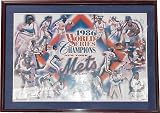 Autographed 1986 New York Mets World Series Champion Team Color Framed Litho - Framed MLB Photos, Plaques, and Collages