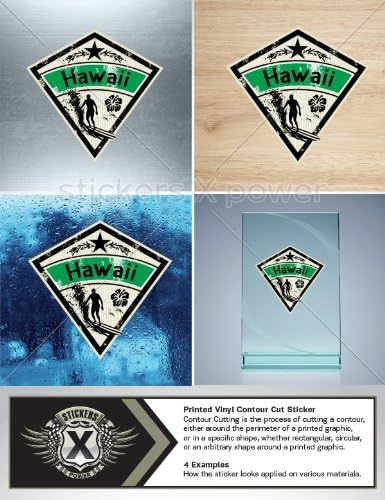 Decals Sticker Hawaii Surf Beach Size: 5 X 4.8 Inches Vinyl color print