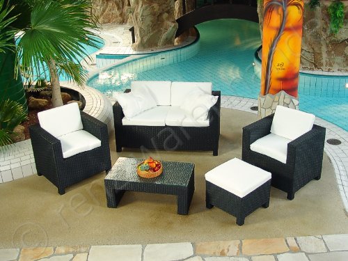 Gartenmöbelset aus Kunstrattan “BAO – schwarz – einfarbig mit U – Tisch” – Art.: 630-48