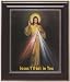 Divine Mercy in Gloss Walnut Wood Frame with Gold Trim, 10.75" x 12.75" - MADE IN ITALY