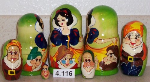 Childrens Toyshop  Toys : Snow White Russian Nesting Nested Stacking Doll. 5 Pieces / 4 in Tall #4.116