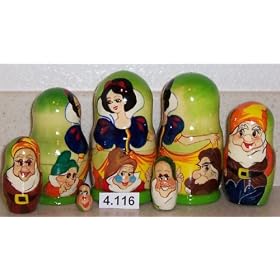 Snow White Russian Nesting Nested Stacking Doll. 5 Pieces 4 in Tall #4.116 by 