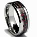 Jewelry : 8MM Men's Tungsten Carbide Ring W/ BLACK & RED Carbon Fiber Inaly Sizes 7 to 15