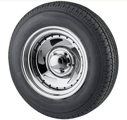 ST205/75R15 Towmaster Radial Trailer Tire LR C w/ 15x6, 5x4.5 Chrome Blade Trailer Rim