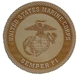 United States Marine Corps Logo; laser engraved wood plaque