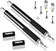 MEKO(TM) [2 in 1 Precision Series] Disc Stylus/Styli (2 Pcs) Bundle with 4 Replaceable Disc Tips, 2 Replaceable Fiber Tips (Black/Black)