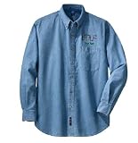 Personalized custom embroidered golf tees design on denim shirt