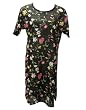 Short Sleeve Sheer Black Floral Print Cotton Nightgown Plus Size 6X