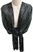Sheer Black with Silver Lurex Fringed Sundown Wrap Shawl for Prom Wedding Formal