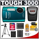 Olympus Stylus Tough 3000 Shockproof & Waterproof Digital Camera (Green) + 8GB Card + Case + (2x) LI-42B Batteries + Tripod + Accessory Kit