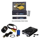 Lanzar Car, Van, Truck DVD Player, Amplified Subwoofer and Pyle Camera Package - SDBT73N 7'' Single Din In-Dash Motorized Touch Screen TFT/LCD Monitor With DVD/CD/MP3/MPEG4/USB/SD/AM/FM/RDS Receiver - VCTBS8 Vector 8'' Ultra Slim 600 Watt High Power Amplified Subwoofer Enclosure - PLCM22IR Flush Mount Rear View Camera w/ 0 Lux Night Vision
