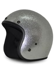 Automotive Parts and Accessories: Daytona Cruiser Old School Silver Metal Flake 3/4 Open Face DOT Motorcycle Helmet [Small] - Daytona Helmets