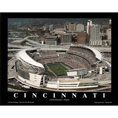 Professionally Framed Brad Geller Cincinnati Bengals Paul Brown Stadium Sports Poster Print - 22x28 with RichAndFramous Black Wood Frame