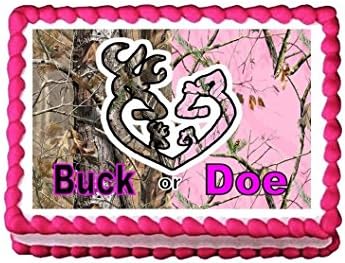 Edible Cake Topper Gender Reveal Buck or Doe - half a sheet size