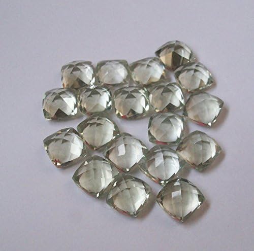 8 Mm Natural Green Amethyst Square Cushion 5 Pieces Checker Board Faceted Aaa Quality Gemstone