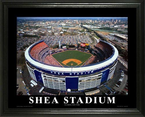 New York Mets - Old Shea Stadium Aerial - Lg - Framed Poster Print