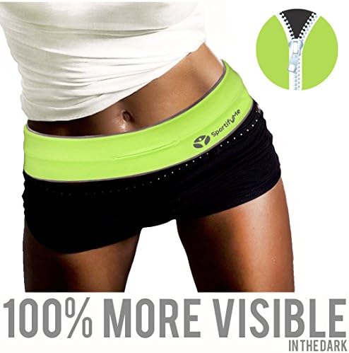 #1 Reflective Running Belt -Premium Runners Belt - Flip Band Workout Belt - ZIPPER option Fitness Belt Superior 2 iPhone Armband - Reflective Belt Piping &amp; Logo Running Waist Pack 4 keys,CC, Iphone 6