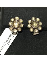 18kt Yellow Gold Diamond Pave Stud Earrings Wedding Jewelry