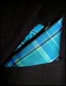 TURQUOISE PLAID Silk Pocket Square, 100% Silk - by Royal Silk