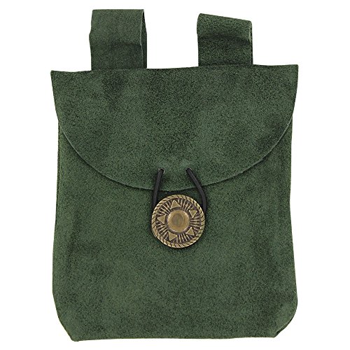 Renaissance Suede Leather Forest Evergreen Petite Medieval Belt Pouch