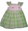 Newborn/Infant/Toddler Girls Fish Green Plaid Seersucker Sundress