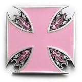 PINK MALTESE IRON CROSS Belt Buckle Biker Babe