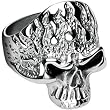 Spikes 316L Stainless Steel Killer Flames Skull Ring